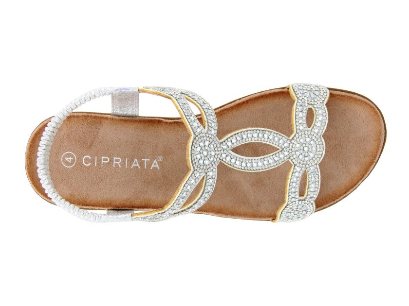 Womens Cipriata GIADA Sling-back Sandals Shimmer Silver