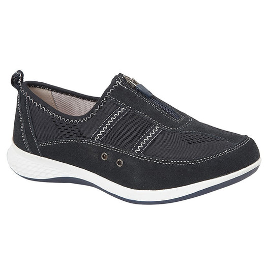 Womens Boulevard Zip Leisure Wide Fit Casual Trainer Navy