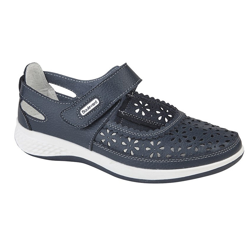 Womens Boulevard Punched Bar Shoe Navy