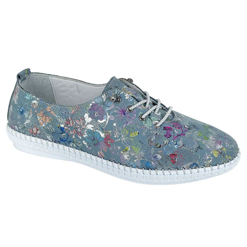 Womens Mod Comfys Multi Print Softie Leather Shoes Blue