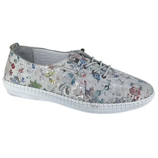 Womens Mod Comfys Multi Print Softie Leather Shoes Grey