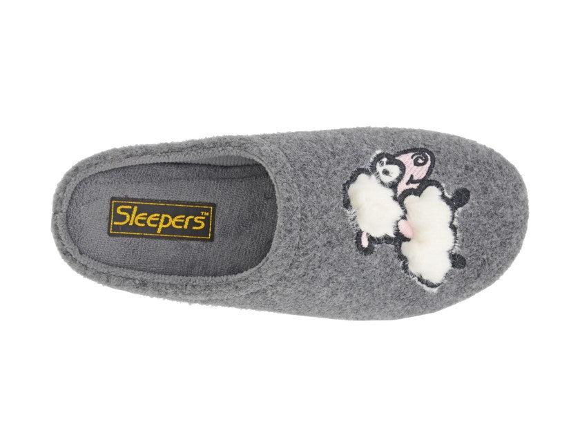 Womens Sleepers Mule Wedge Slippers Grey