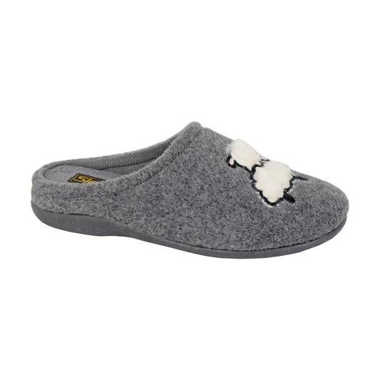 Womens Sleepers Mule Wedge Slippers Grey