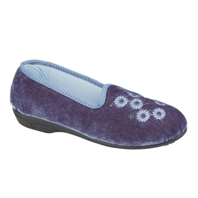 Womens Zedzzz Embroidered Slipper Blue