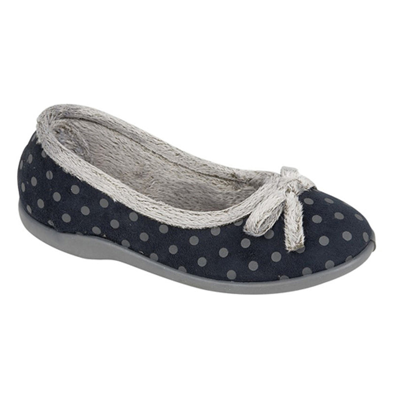 Womens Sleepers Polka Dot Bow Slipper Blue