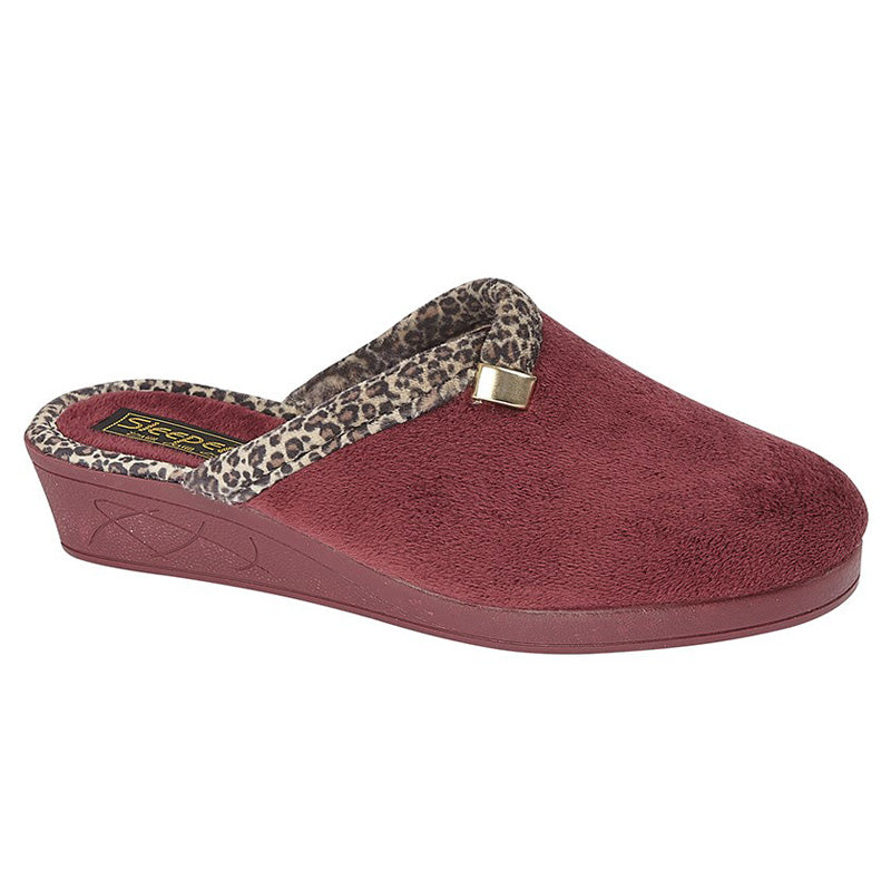 Womens Sleepers JACKIE Slip-on Mule Wedge Slipper Burgundy