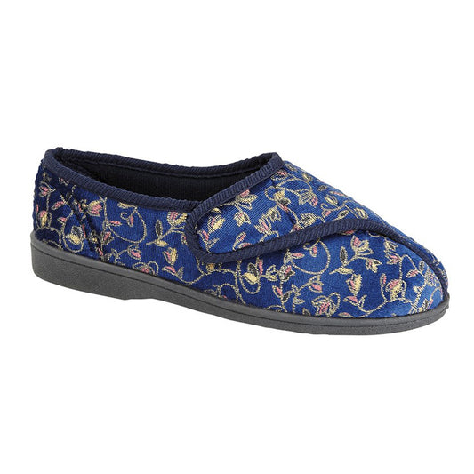 Womens Zedzzz JANICE Touch Fastening Slipper Navy