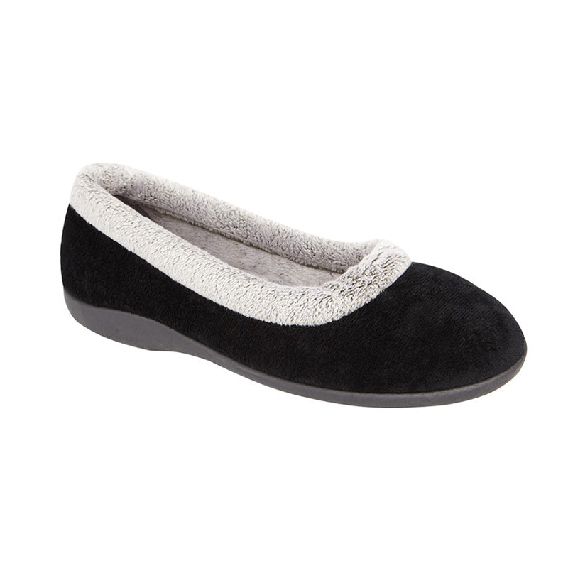 Womens Sleepers JULIA Collar Slipper Black