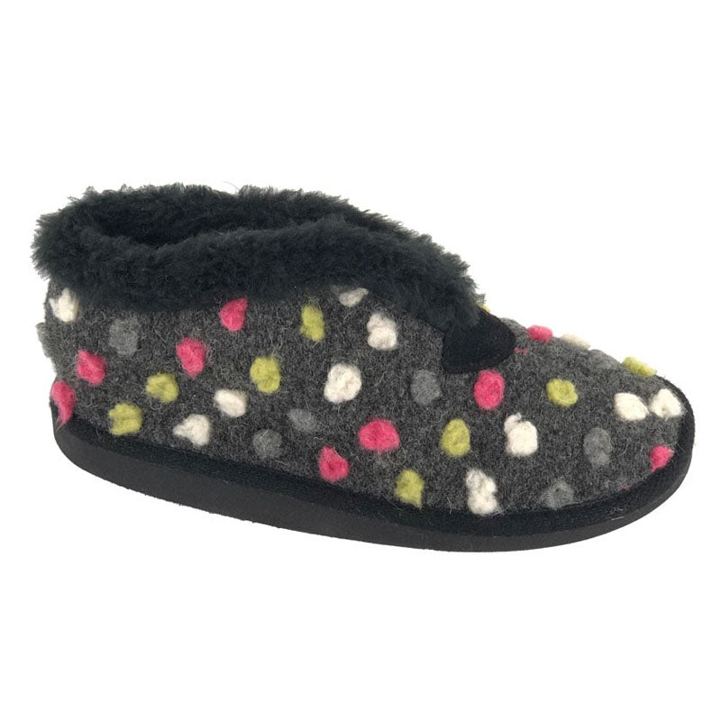 Womens Sleepers Slippers Black/Grey Multi