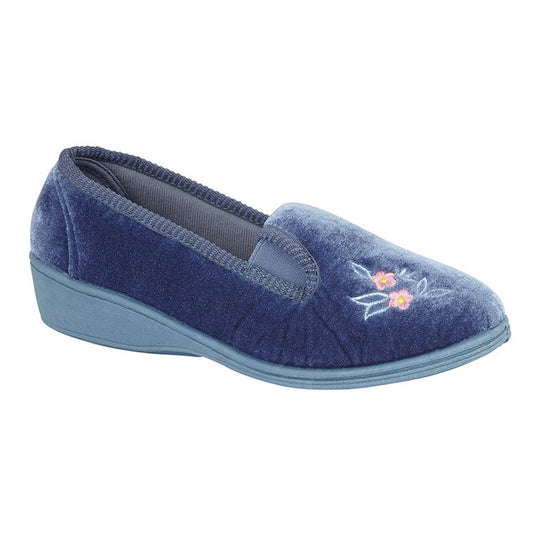 Womens Sleepers GINA Full Gusset Wedge Slipper Blueberry