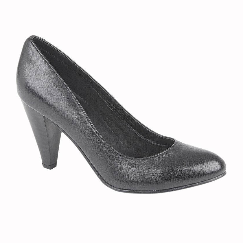 Womens Mod Comfys Ladies Leather Court Shoe Black