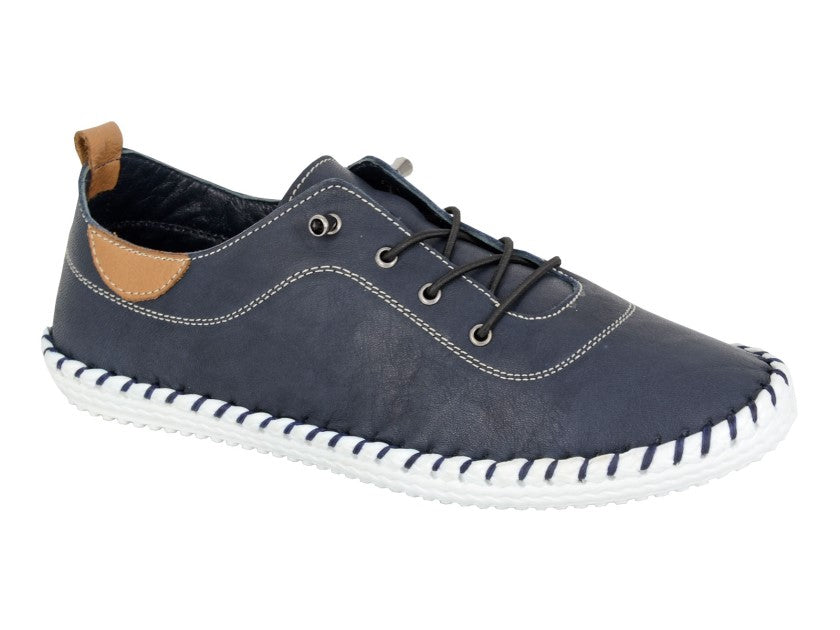 Womens Mod Comfys Softie Leather Shoes Navy