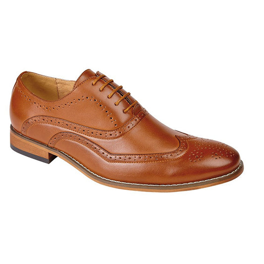 Mens Goor Brogue Smart Oxford Shoe Tan