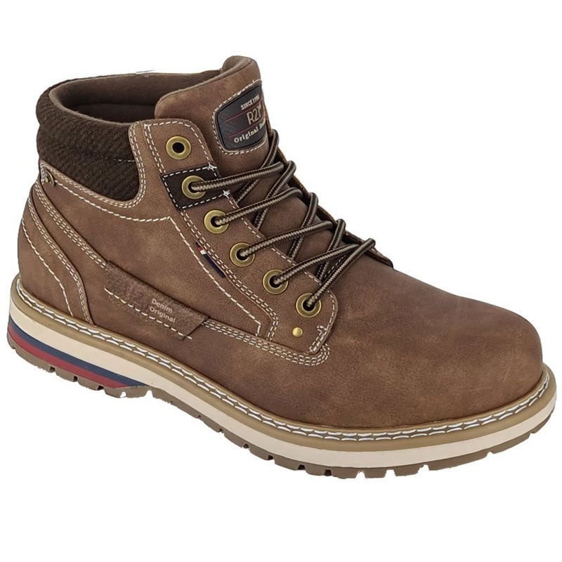 Mens R21 Imitation Nubuck 6 Eye Ankle Boots Brown brookfield comfort