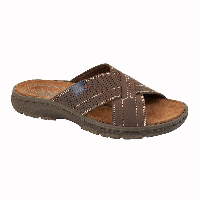 Mens IMAC Waxy Leather Sandals Brown