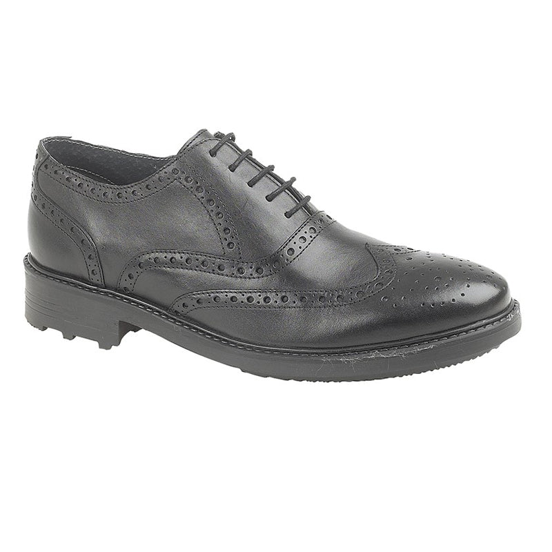 Mens Roamers 5 Eyelet Smart Brogue Oxford Shoe Black