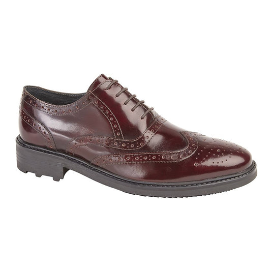 Mens Roamers 5 Eyelet Smart Brogue Oxford Shoe Red