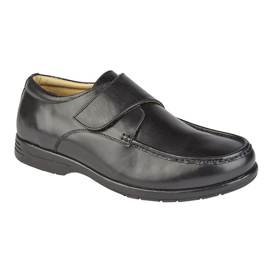 Mens Roamers Touch Fasten Extra Wide Shoes Black