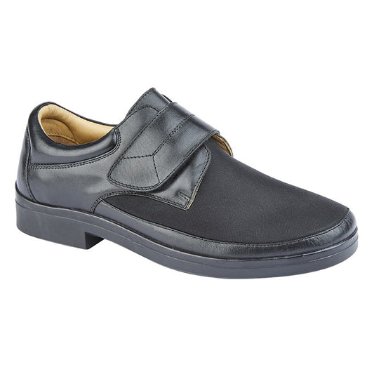 Mens Roamers 3x Wide with Elastic Textile Shoe Black