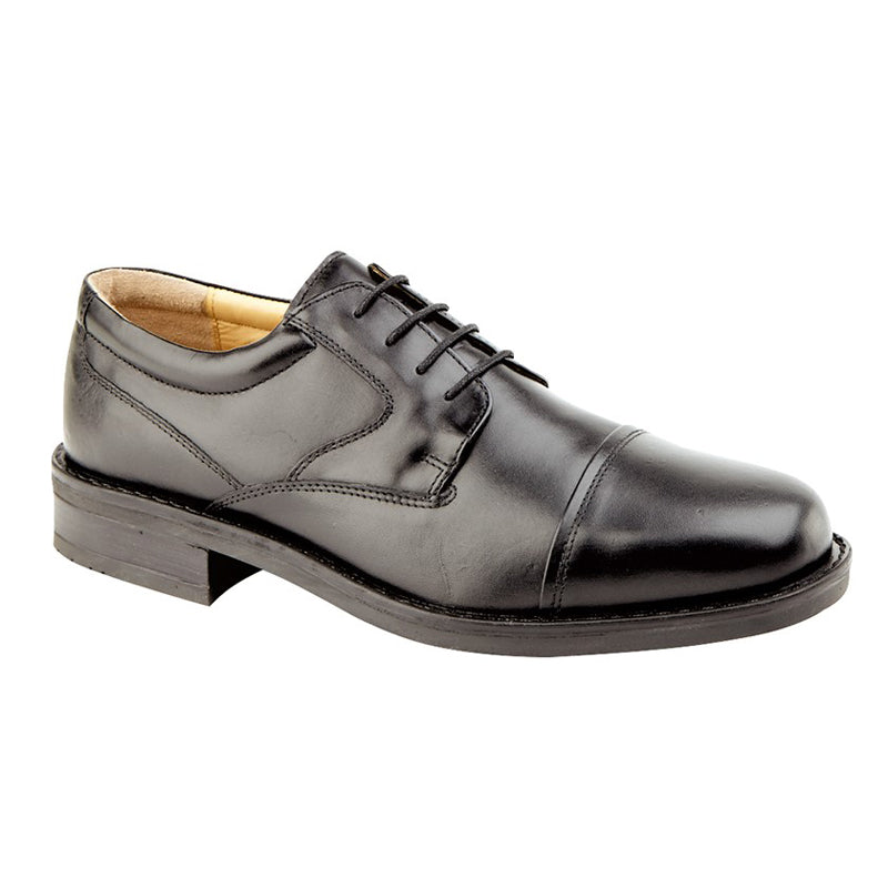 Mens Roamers Capped Smart Gibson Leather Shoe Black