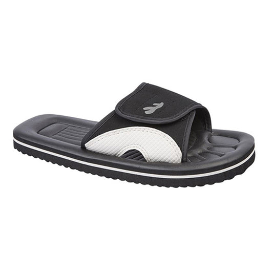 Mens PDQ Touch Fastening Beach Mule Flip Flop Sandal Black