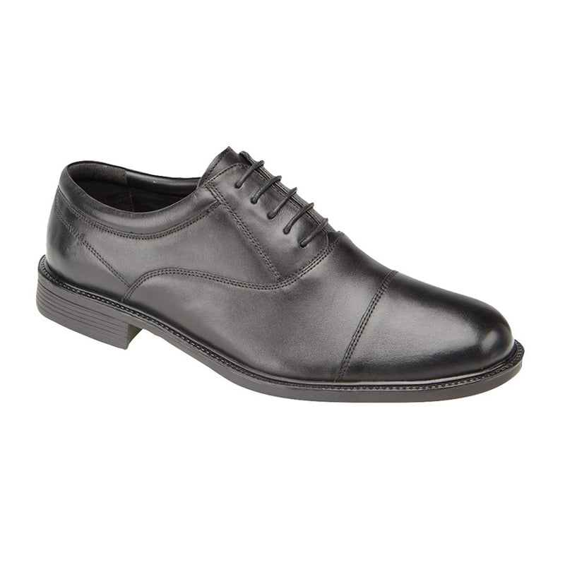 Mens Roamers Fuller Fitting Smart Capped Oxford Shoe Black