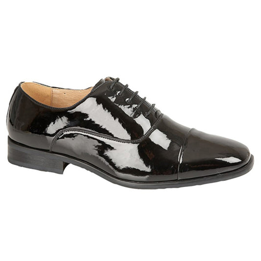 Mens Goor Smart Oxford Tie Shoes Patent Black