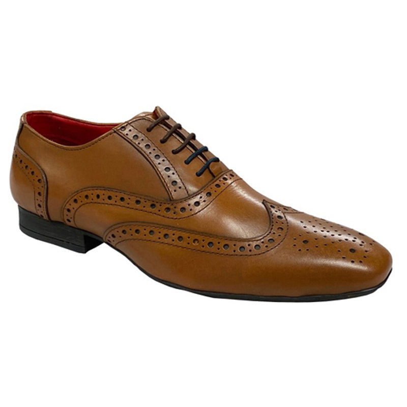 Mens Goor Leather Brogue Tan