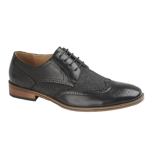 Mens Goor 4 Eye Brogue Smart Gibson Shoe Black