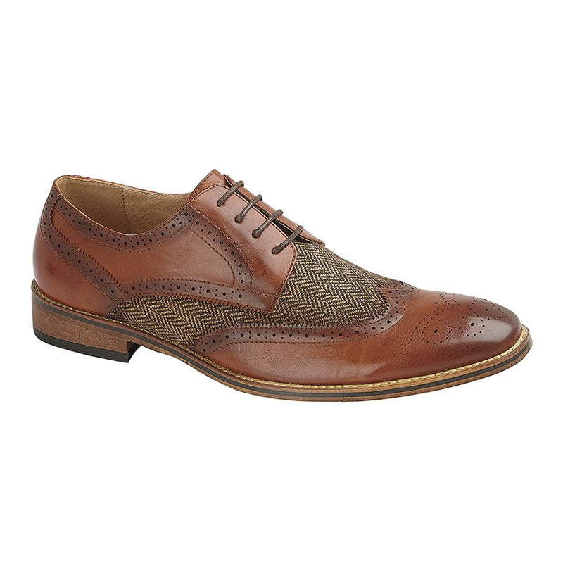 Mens Goor 4 Eye Brogue Smart Gibson Shoe Tan