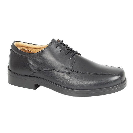 Mens Roamers Extra Wide Tramline Gibson Shoe Black