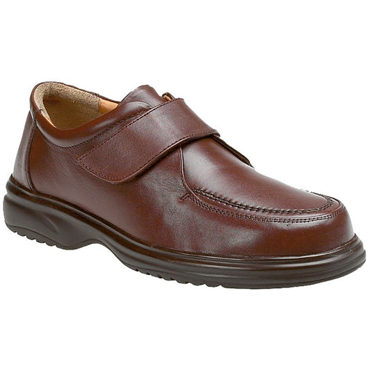 Mens Roamers Wide E Fit Leather Shoes Brown