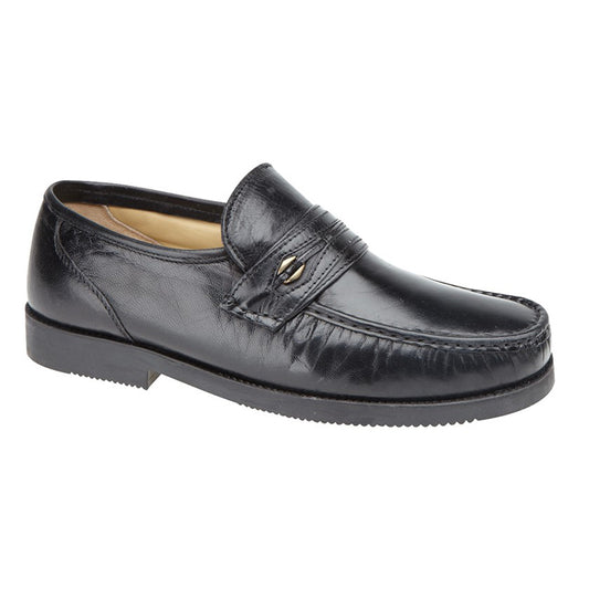 Mens Scimitar Extra Wide Moccasin Casual Leather Shoe Black