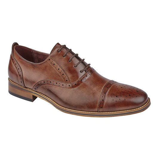 Mens Goor Oxford Smart Brogue Shoe Brown