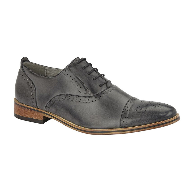 Mens Goor Smart Oxford Brogue Shoe Grey