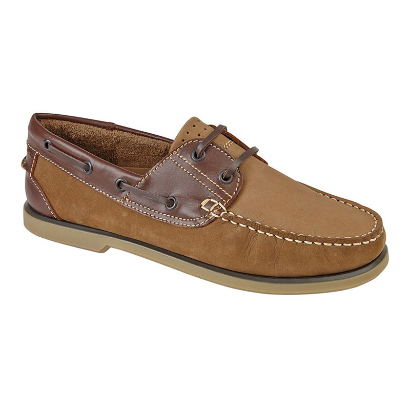 Mens Dek Moccasin Boat Shoes Nubuck Brown