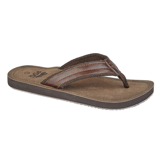 Mens PDQ Toe Post Flip Flop Mule Sandal Brown