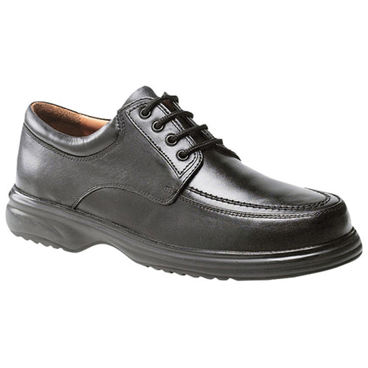 Mens Roamers Black Leather Fuller Fitting Shoe Black