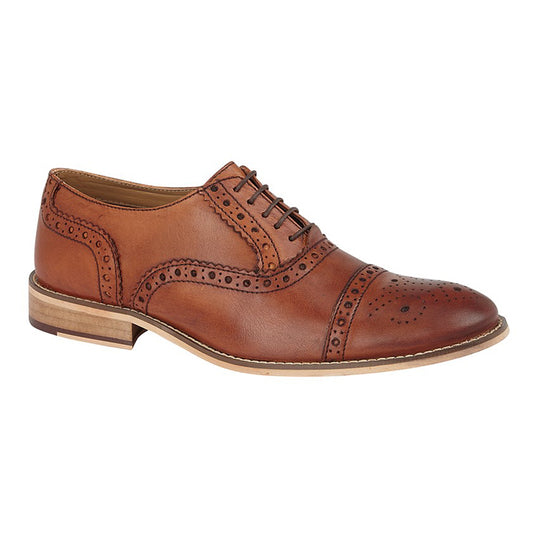 Mens Roamers Brogue Smart Oxford Shoe Tan