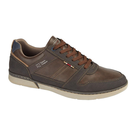 Mens R21 PU Casual Trainers Dark Brown