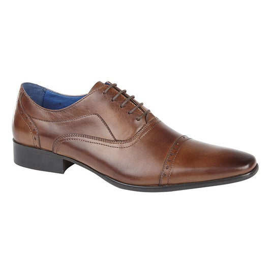 Mens Roamers Punched Cap Smart Oxford Shoe Tan