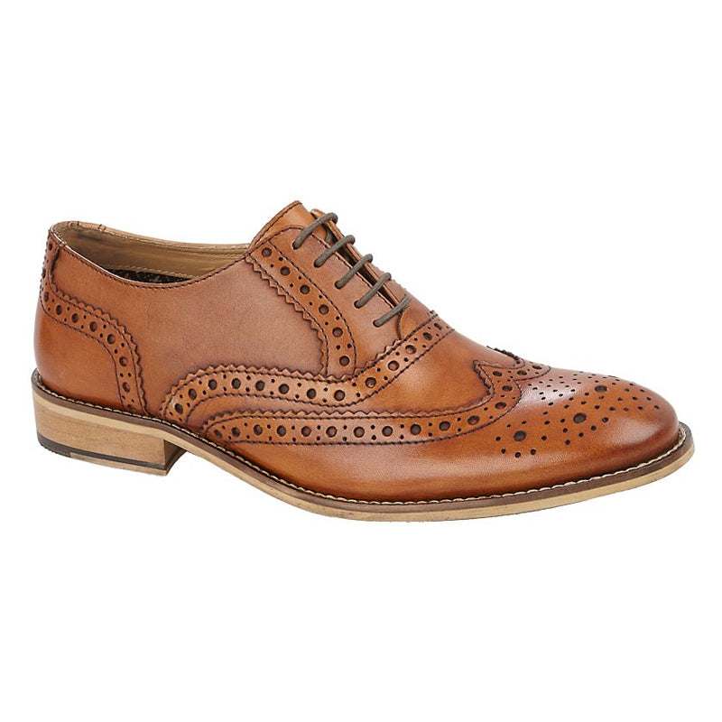 Mens Roamers Brogue Smart Oxford Shoe Tan