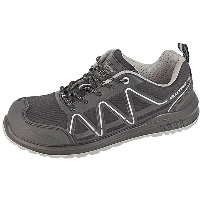 Mens Grafters Fully Composite Non Metal Safety Trainer Shoe Black