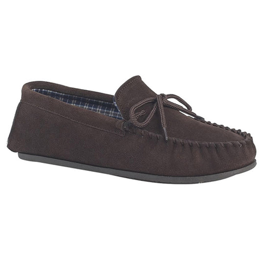 Mens Mokkers Suede Leather Moccasins with Hard Wearing PVC Sole Brown