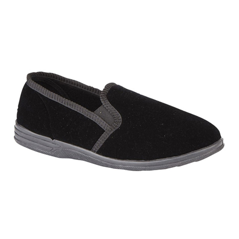 Mens Zedzzz ROSS Twin Gusset Full Slippers Black