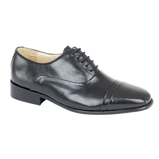 Mens Montecatini Folded Cap Smart Oxford Tie Shoe Black