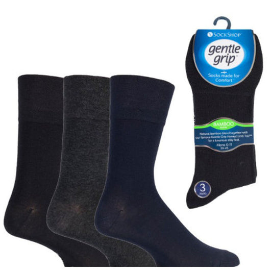 Mens Gentle Grip Bamboo Socks Black Navy