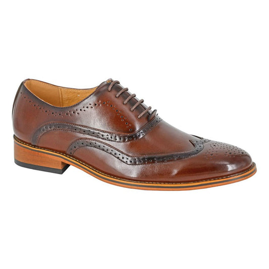 Mens Goor Brogue Oxford Shoes Brown brookfield comfort