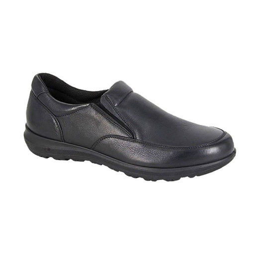 Mens IMAC Extra Wide Slip-on Leather Shoes Black