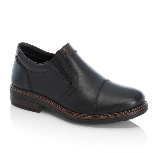 Mens Rieker Wide Fit Shoes Black brookfield comfort